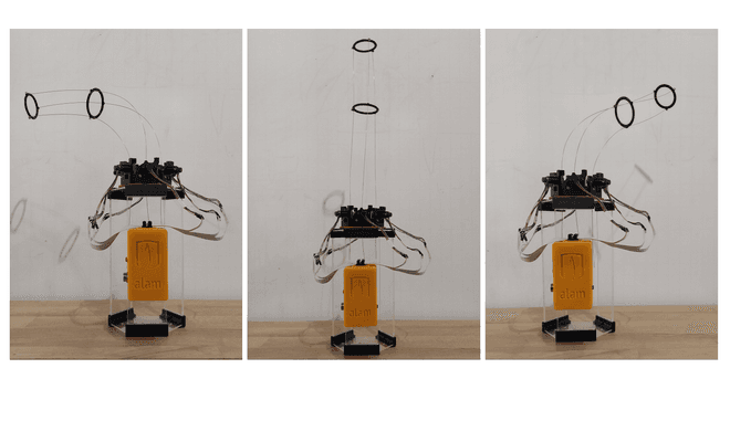 Plataforma y robot en diferentes poses