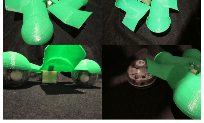 Chasis final impreso en 3D con tres robots esféricos